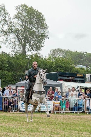 Valmorim - mounted combat film horse display at Caerwys Show Valmorim - mounted combat film horse display at Caerwys Show